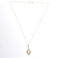 10k Yellow Gold Shell Cameo Pendant with Applied Green Gold Leaves (#J6439)