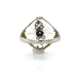 14k White Gold Filigree Genuine Natural Rock Crystal Diamond Ring (#J6207)