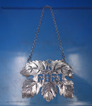 Sterling Silver Liquor Label "Port" Cast Leaf 2 1/8" x 1 1/2" (#6862)