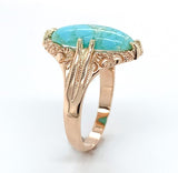 10k Rose Gold Arts and Crafts Genuine Natural Turquoise Ring Size 6 (#J6566)