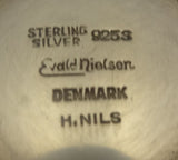 Evald Nielsen Danish Sterling Silver Mustard Pot w/Cobalt Blue Enamel (#0375)