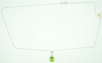 14k White Gold Genuine Natural Peridot and Diamond Pendant Jewelry (#J2349)