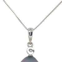 14k White Gold 12.5mm Black Tahitian Pearl Pendant Peacock Color (#J7029)