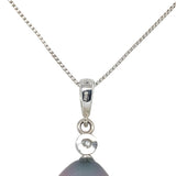 14k White Gold 12.5mm Black Tahitian Pearl Pendant Peacock Color (#J7029)
