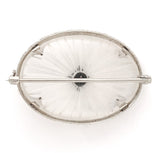 14k White Gold Genuine Natural Rock Crystal Quartz and Diamond Pin (#J7255)