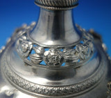 FDG .833 Silver Candlestick Pair Applied Flowers Ball Lion Feet c.1850 (#5522)