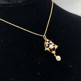 14k Yellow Gold Freshwater River Pearls Lavaliere Pendant (#J5462)