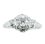14k White Gold Art Deco .75ct Genuine Natural Diamond Filigree Ring (#J4432)