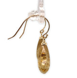 14k Gold Genuine Natural Citrine Carved Fan Shaped Drop Earrings (#J7520)