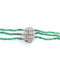 14k Gold 300 Carat Genuine Natural Emerald Bead Multi Strand Necklace (#J5399)