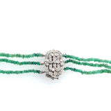 14k Gold 300 Carat Genuine Natural Emerald Bead Multi Strand Necklace (#J5399)