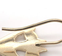 14k Yellow Gold 47.50ct Genuine Natural Fox Turquoise Dangle Earrings (#J6121)