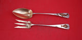 Applied Metals by Gorham Sterling Salad Set GW hand hammered w/ fish & insects