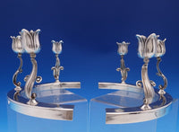 Georg Jensen USA Sterling Silver Candlestick Pair 3-Light #190-2 Figural (#8063)