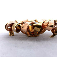 14k Retro Blue Genuine Natural Zircon Pin Rose and Yellow Gold (#J5474)