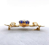 10k Victorian Mine Cut Genuine Natural Diamond Flower Pin (#J5514)