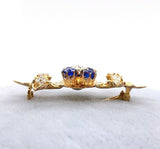 10k Victorian Mine Cut Genuine Natural Diamond Flower Pin (#J5514)