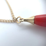 14k Gold Ox Blood Red Genuine Coral Briolette Necklace w/Five Drops 18" (#J7026)