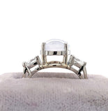 Platinum 3.21ct Ice Jadeite Jade and Diamond Ring Jewelry (#J5716)