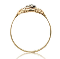 14k Yellow Gold Filigree Ring w/ Three Genuine Natural Diamonds Size 9.5  #J6624