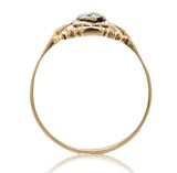 14k Yellow Gold Filigree Ring w/ Three Genuine Natural Diamonds Size 9.5  #J6624