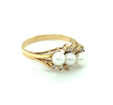 14k Cultured Saltwater Pearls and Diamond Ring (#J4930)