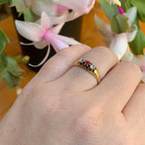 14k Gold Diamond and Synthetic Lab-Created Ruby/Paste Victorian Ring (#J6295)