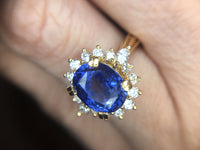 18k Gold 4.34cts Genuine Natural Ceylon Sapphire and Diamond Ring (#J3398)