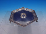 English Silver Tray with Pierced Border and Lion Feet for Inkwell (#4262)