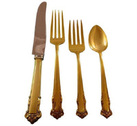 English Shell Gold by Lunt Sterling Silver Flatware Service For 12 Set Vermeil