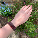 Genuine Natural Bohemian Garnet Bangle Bracelet with Nine Rows Extra Wide #J7251