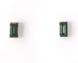 14k White Gold Teal Green Genuine Natural Tourmaline Stud Earrings (#J6323)