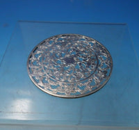 Glass Trivet Plate for Drinking Glass with Sterling Silver Overlay 3" (#5428)