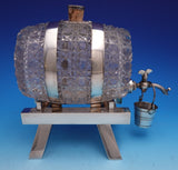 English Silverplate & Glass Whiskey Barrel Decanter by John Grinsell (#9214)