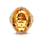 14k Yellow Gold Handmade Granulated Gold Genuine Natural Citrine Ring (#J5427)