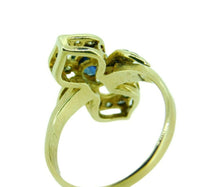 14k Yellow Gold Genuine Natural Sapphire and Diamond Ring (#J543)