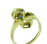 14k Yellow Gold Genuine Natural Sapphire and Diamond Ring (#J543)