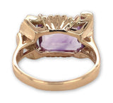 Retro 14k Yellow Gold 2.80 Carat Genuine Natural Amethyst Diamond Ring (#J7201)