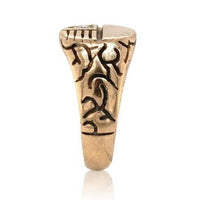 14k Gold Men's Vintage Signet Ring with Genuine Natural Diamond Accent (#J6638)