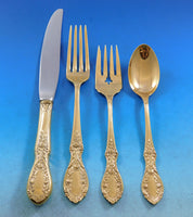 American Beauty Gold by Manchester Sterling Silver Flatware Set Service 66 pcs