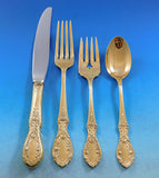 American Beauty Gold by Manchester Sterling Silver Flatware Set Service 66 pcs