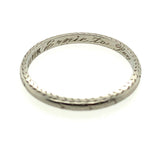 18k White Gold Band Ring with Chevron Edge Engraved Dated 1925 Size 5.5 (#J5901)