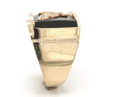14k Yellow Gold Men's Genuine Natural Black Onyx Ring with Eagle Size 14 #J6533