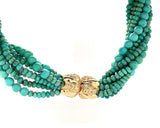 14k Yellow Gold Genuine Natural Sonora Turquoise Torsade Necklace (#J5645)