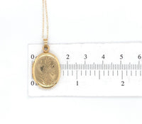 14k Yellow Gold Oval Locket with Hearts and Engraved Design (#J6437)