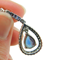 18k White Gold 1.30ct Genuine Natural Sapphire and Diamond Pendant (#4813)