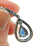 18k White Gold 1.30ct Genuine Natural Sapphire and Diamond Pendant (#4813)