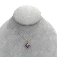 14k Yellow Gold Seed Pearl Enamel 1917 Pendant with 14k Chain Jewelry (#J7258)