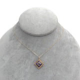 14k Yellow Gold Seed Pearl Enamel 1917 Pendant with 14k Chain Jewelry (#J7258)