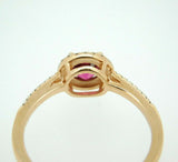 14k Rose Gold .72ct Pink Genuine Natural Sapphire Ring with Diamond Halo #J4450